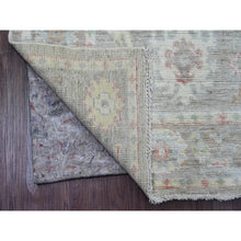 Load image into Gallery viewer, 3&#39;x5&#39;9&quot; Fossil Gray, Afghan Angora Oushak With Geometric Leaf Design, Vegetable Dyes, Hand Knotted, All Wool, Short Runner, Oriental Rug FWR539424
