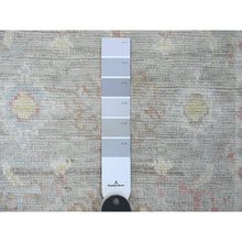 Load image into Gallery viewer, 3&#39;x5&#39;9&quot; Fossil Gray, Afghan Angora Oushak With Geometric Leaf Design, Vegetable Dyes, Hand Knotted, All Wool, Short Runner, Oriental Rug FWR539424