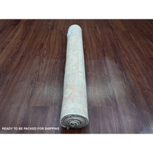 Load image into Gallery viewer, 3&#39;x5&#39;9&quot; Fossil Gray, Afghan Angora Oushak With Geometric Leaf Design, Vegetable Dyes, Hand Knotted, All Wool, Short Runner, Oriental Rug FWR539424