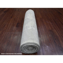 Load image into Gallery viewer, 2&#39;8&quot;x19&#39;5&quot; Pearl White, Afghan Angora Oushak With Large Leaf Motifs, Hand Knotted, Veggie Dyes, 100% Wool, Xl Runner, Oriental Rug FWR539436