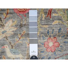 Load image into Gallery viewer, 9&#39;9&quot;x9&#39;9&quot; Spanish Gray, Afghan Peshawar with Birds of Paradise Design, Hand Knotted, 100% Wool, Natural Dyes, Round, Oriental Rug FWR539448