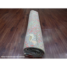 Load image into Gallery viewer, 9&#39;9&quot;x9&#39;9&quot; Spanish Gray, Afghan Peshawar with Birds of Paradise Design, Hand Knotted, 100% Wool, Natural Dyes, Round, Oriental Rug FWR539448