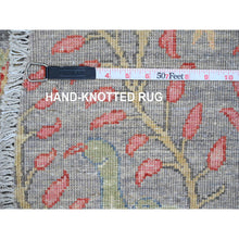 Load image into Gallery viewer, 9&#39;9&quot;x9&#39;9&quot; Spanish Gray, Afghan Peshawar With Birds Of Paradise Design, Hand Knotted, 100% Wool, Natural Dyes, Round, Oriental Rug FWR539448