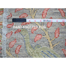 Load image into Gallery viewer, 9&#39;9&quot;x9&#39;9&quot; Spanish Gray, Afghan Peshawar With Birds Of Paradise Design, Hand Knotted, Soft And Velvety Wool, Veggie Dyes, Round, Oriental Rug FWR539454