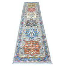 Load image into Gallery viewer, 2&#39;7&quot;x10&#39;2&quot; Medium Gray, Aryana Collection, Afghan Peshawar with Caucasian Akstafa Design, High Mountain Wool, Hand Knotted, Runner, Oriental Rug FWR539472