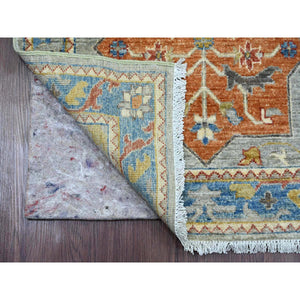 2'7"x10'2" Misty Gray, Aryana Grade, Afghan Peshawar with Caucasian Akstafa Design, Hand Knotted, High Mountain Wool, Runner, Oriental Rug FWR539502