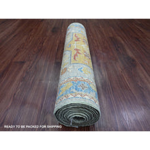 Load image into Gallery viewer, 2&#39;7&quot;x10&#39;2&quot; Misty Gray, Aryana Grade, Afghan Peshawar with Caucasian Akstafa Design, Hand Knotted, High Mountain Wool, Runner, Oriental Rug FWR539502
