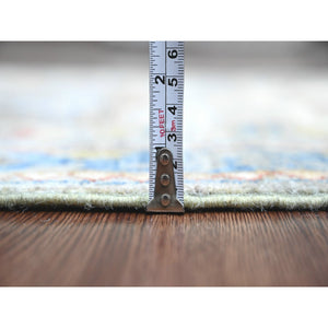 2'7"x10'2" Misty Gray, Aryana Grade, Afghan Peshawar with Caucasian Akstafa Design, Hand Knotted, High Mountain Wool, Runner, Oriental Rug FWR539502