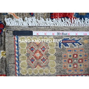 3'1"x5' Nevada Gray, Peshawar With Colorful Ziegler Mahal Design, Aryana Collection, High Mountain Wool, Denser Weave, Hand Knotted, Vegetable Dyes, Oriental Rug FWR539508