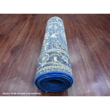 Load image into Gallery viewer, 2&#39;9&quot;x19&#39;7&quot; Imperial Blue, Hand Knotted, Afghan Angora Oushak With Large Leaf Design, Vegetable Dyes, 100% Wool, Xl Runner, Oriental Rug FWR539520