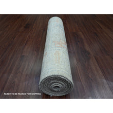 Load image into Gallery viewer, 2&#39;8&quot;x11&#39;8&quot; Spanish Gray, 100% Wool, Afghan Angora Oushak With Soft Color Leaf Design, Hand Knotted, Veggie Dyes, Runner, Oriental Rug FWR539532