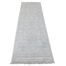 Load image into Gallery viewer, 2&#39;8&quot;x7&#39;10&quot; Vista White, Hand Knotted, Afghan Angora Oushak with All Over Design, Pure Wool, Natural Dyes, Runner, Oriental Rug FWR539538