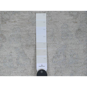 2'8"x7'10" Vista White, Hand Knotted, Afghan Angora Oushak With All Over Design, Pure Wool, Natural Dyes, Runner, Oriental Rug FWR539538