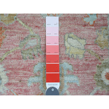 Load image into Gallery viewer, 2&#39;9&quot;x9&#39;5&quot; Punch Pink, Afghan Angora Oushak With All Over Vines Design, Vegetable Dyes, 100% Wool, Hand Knotted, Runner, Oriental Rug FWR539550