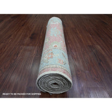 Load image into Gallery viewer, 2&#39;9&quot;x9&#39;5&quot; Punch Pink, Afghan Angora Oushak With All Over Vines Design, Vegetable Dyes, 100% Wool, Hand Knotted, Runner, Oriental Rug FWR539550