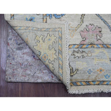 Load image into Gallery viewer, 3&#39;x10&#39;1&quot; Chiffon White, Afghan Angora Oushak With Colorful Vines Design, Natural Dyes, Hand Knotted, Pure Wool, Runner, Oriental Rug FWR539556