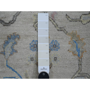 3'x10'1" Chiffon White, Afghan Angora Oushak With Colorful Vines Design, Natural Dyes, Hand Knotted, Pure Wool, Runner, Oriental Rug FWR539556