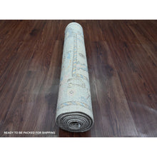 Load image into Gallery viewer, 3&#39;x10&#39;1&quot; Chiffon White, Afghan Angora Oushak With Colorful Vines Design, Natural Dyes, Hand Knotted, Pure Wool, Runner, Oriental Rug FWR539556
