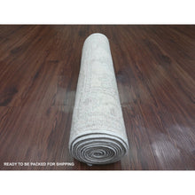 Load image into Gallery viewer, 2&#39;7&quot;x11&#39;7&quot; Pearl White, Hand Knotted, Afghan Angora Oushak With All Over Leaf Design, Veggie Dyes, 100% Wool, Runner, Oriental Rug FWR539562