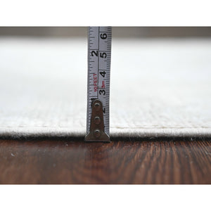 2'7"x11'7" Pearl White, Hand Knotted, Afghan Angora Oushak With All Over Leaf Design, Veggie Dyes, 100% Wool, Runner, Oriental Rug FWR539562