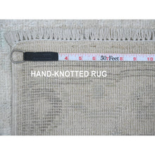 Load image into Gallery viewer, 2&#39;7&quot;x11&#39;7&quot; Pearl White, Hand Knotted, Afghan Angora Oushak With All Over Leaf Design, Veggie Dyes, 100% Wool, Runner, Oriental Rug FWR539562