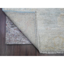 Load image into Gallery viewer, 3&#39;1&quot;x15&#39;6&quot; Misty Gray, Afghan Angora Oushak With Large Leaf Design, Vegetable Dyes, Hand Knotted, 100% Wool, Xl Runner, Oriental Rug FWR539568