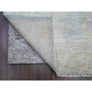 3'1"x15'6" Misty Gray, Afghan Angora Oushak With Large Leaf Design, Vegetable Dyes, Hand Knotted, 100% Wool, Xl Runner, Oriental Rug FWR539568