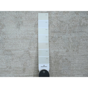 2'7"x9'8" Shadow White, Hand Knotted, Afghan Angora Oushak with All Over Leaf Design, Veggie Dyes, 100% Wool, Runner, Oriental Rug FWR539574