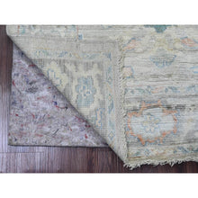 Load image into Gallery viewer, 3&#39;1&quot;x10&#39; Pastel Gray, Pure Wool, Afghan Angora Oushak With Soft Color Leaf Design, Hand Knotted, Natural Dyes, Runner, Oriental Rug FWR539580