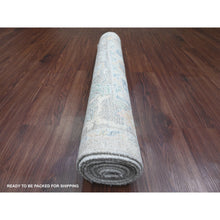 Load image into Gallery viewer, 3&#39;1&quot;x10&#39; Pastel Gray, Pure Wool, Afghan Angora Oushak with Soft Color Leaf Design, Hand Knotted, Natural Dyes, Runner, Oriental Rug FWR539580