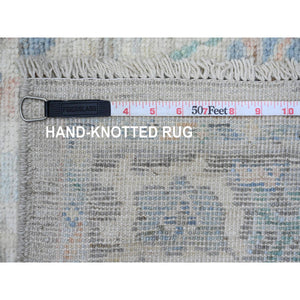 3'1"x10' Pastel Pink, Anatolian Village Inspired with Geometric Medallions Design, High Mountain Wool, Hand Knotted, Natural Dyes, Runner, Oriental Rug FWR124188