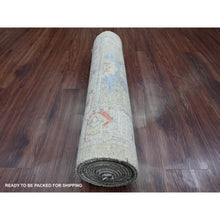 Load image into Gallery viewer, 2&#39;9&quot;x11&#39;3&quot; Olive Green, Afghan Angora Oushak With All Over Leaf Design, Veggie Dyes, Hand Knotted, 100% Wool, Runner, Oriental Rug FWR539592