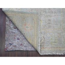 Load image into Gallery viewer, Stone Blue, 100% Wool, Afghan Angora Oushak With All Over Leaf Design, Vegetable Dyes, Hand Knotted, Xl Runner, Oriental Rug FWR539610