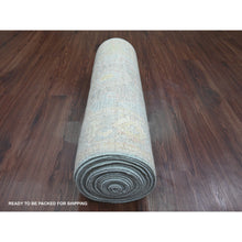Load image into Gallery viewer, Stone Blue, 100% Wool, Afghan Angora Oushak With All Over Leaf Design, Vegetable Dyes, Hand Knotted, Xl Runner, Oriental Rug FWR539610