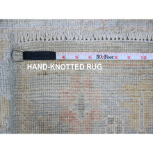 Load image into Gallery viewer, Stone Blue, 100% Wool, Afghan Angora Oushak With All Over Leaf Design, Vegetable Dyes, Hand Knotted, Xl Runner, Oriental Rug FWR539610