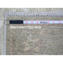 Load image into Gallery viewer, 2&#39;9&quot;x10&#39; Reseda Green, Afghan Angora Oushak with All Over Leaf Design, Vegetable Dyes, 100% Wool, Hand Knotted, Runner, Oriental Rug FWR539622