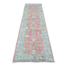 Load image into Gallery viewer, 2&#39;9&quot;x9&#39;7&quot; Rouge Pink, Afghan Angora Oushak with All Over Vines Design, Vegetable Dyes, Hand Knotted, 100% Wool, Runner, Oriental Rug FWR539634