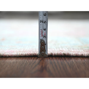 2'9"x9'7" Rouge Pink, Afghan Angora Oushak with All Over Vines Design, Vegetable Dyes, Hand Knotted, 100% Wool, Runner, Oriental Rug FWR539634