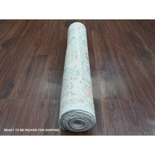 Load image into Gallery viewer, 3&#39;1&quot;x10&#39; Misty Gray, Hand Knotted, Afghan Angora Oushak with Soft Color Leaf Design, 100% Wool, Veggie Dyes, Runner, Oriental Rug FWR539640