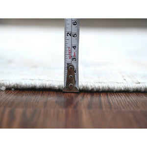 3'1"x10' Misty Gray, Hand Knotted, Afghan Angora Oushak with Soft Color Leaf Design, 100% Wool, Veggie Dyes, Runner, Oriental Rug FWR539640