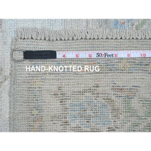 Load image into Gallery viewer, 3&#39;1&quot;x10&#39; Pastel Gray, Pure Wool, Afghan Angora Oushak with Soft Color Leaf Design, Hand Knotted, Natural Dyes, Runner, Oriental Rug FWR539580