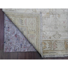 Load image into Gallery viewer, 2&#39;10&quot;x12&#39;7&quot; Pearl White, 100% Wool, Afghan Angora Oushak With All Over Leaf Motifs, Natural Dyes, Hand Knotted, Runner, Oriental Rug FWR539652