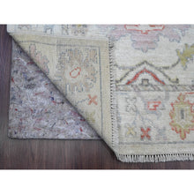 Load image into Gallery viewer, 3&#39;x22&#39;5&quot; Bone White, Afghan Angora Oushak with All Over Leaf Design, Vegetable Dyes, 100% Wool, Hand Knotted, XL Runner, Oriental Rug FWR539664
