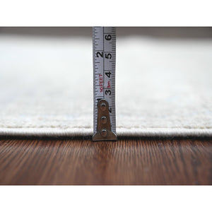 2'9"x9'7" Pastel Gray, Afghan Angora Oushak with All Over Leaf Design, Vegetable Dyes, Hand Knotted, 100% Wool, Runner, Oriental Rug FWR539676