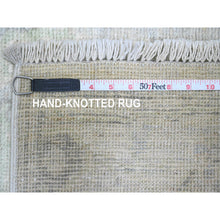 Load image into Gallery viewer, 2&#39;9&quot;x9&#39;7&quot; Pastel Gray, Afghan Angora Oushak With All Over Leaf Design, Vegetable Dyes, Hand Knotted, 100% Wool, Runner, Oriental Rug FWR539676