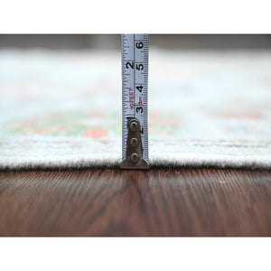 3'x6' Cotton White, Afghan Angora Oushak With Colorful Leaf Design, Veggie Dyes, Hand Knotted, Pure Wool, Runner, Oriental Rug FWR539694