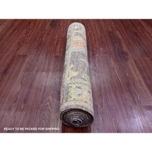 Load image into Gallery viewer, 2&#39;10&quot;x10&#39;4&quot; Mocha Brown, Hand Knotted, Afghan Angora Oushak With Colorful Leaf Design, Vegetable Dyes, 100% Wool, Runner, Oriental Rug FWR539736