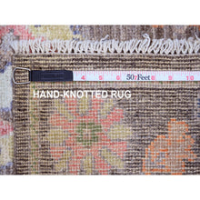 Load image into Gallery viewer, 2&#39;10&quot;x10&#39;4&quot; Mocha Brown, Hand Knotted, Afghan Angora Oushak with Colorful Leaf Design, Vegetable Dyes, 100% Wool, Runner, Oriental Rug FWR539736