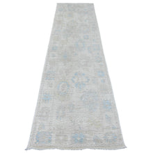 Load image into Gallery viewer, 2&#39;7&quot;x9&#39;10&quot; Cotton White, Afghan Angora Oushak with All Over Leaf Design, Natural Dyes, Hand Knotted, 100% Wool, Runner, Oriental Rug FWR539742