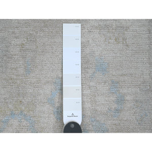 2'7"x9'10" Cotton White, Afghan Angora Oushak with All Over Leaf Design, Natural Dyes, Hand Knotted, 100% Wool, Runner, Oriental Rug FWR539742